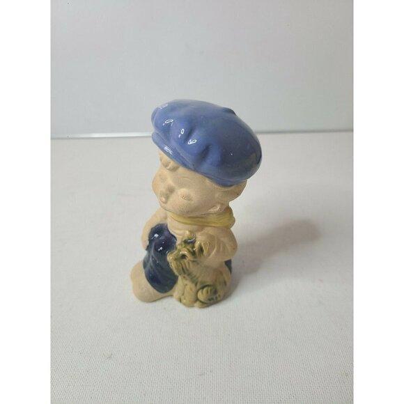 VINTAGE 70's Japan Stoneware Boy And His Dog Statue Figurine Display Decoration - Picture 4 of 10